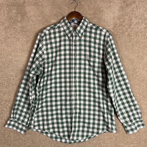 Brooks Brothers Other - Brooks Brothers Button Down Shirt Mens Large L White/Green Check Non Iron Supima